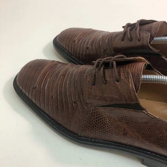 Paolo de Marco Handmade in Spain Genuine Lizard Brown Leather Bluchers 11.5 - Picture 7 of 12
